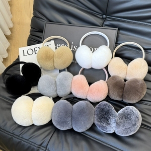 Femmes personnalisé mignon doux en peluche coupe-vent <span class=keywords><strong>cache</strong></span>-oreilles épaissir chaud hiver 100% <span class=keywords><strong>fourrure</strong></span> naturelle <span class=keywords><strong>cache</strong></span>-oreilles <span class=keywords><strong>fourrure</strong></span> <span class=keywords><strong>fourrure</strong></span> <span class=keywords><strong>oreille</strong></span> couvre - Product Image 2