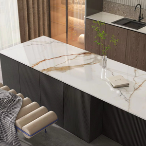 Cá sang trọng bụng vàng đánh bóng đá cẩm thạch đá phiến lớn hiện đại trong nhà ngoài trời không gian bàn ăn thân thiện với môi tùy chỉnh - Product Image 1