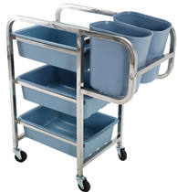 Piring rumah tangga dapur restoran hotel rumah sakit, kereta troli plastik dorong komersial <span class=keywords><strong>3</strong></span> tingkat multifungsi - Product Image 6