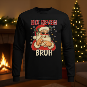 Camiseta Navideña de Manga Larga con Estampado de Números Festivos para Adultos, Unisex, Cuello Redondo, Ropa para Fiestas, Top de Algodón - Product Image 3