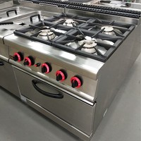 Équipement de cuisine professionnel, four combiné au gaz, cuisinière à gaz 4 brûleurs avec four