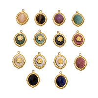 Pendentif DIY vintage français en acier inoxydable, pierre naturelle, acier titane, or de four, accessoires de bijoux inaltérables, vente en gros