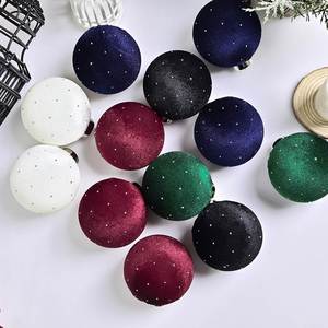 New Handmade Circle Solid Color High-end Velvet Christmas Bauble Ornaments <b>Gift</b> Box <b>Festive</b> Hanging Decorations - Product Image 3
