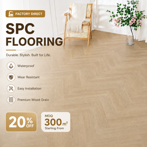 Plancher SPC moderne 8 mm étanche à chevrons européens, système de pose à clipser, en vinyle, idéal pour les mariages - Product Image 1