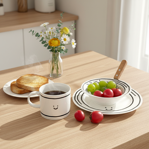 Taza de Cerámica con Diseño de Cara Sonriente de Dibujos Animados Estilo Coreano, 201-300 ml, Resistente al Calor, para Uso Doméstico, Desayuno, <span class=keywords><strong>Café</strong></span> y Jugos - Product Image 2