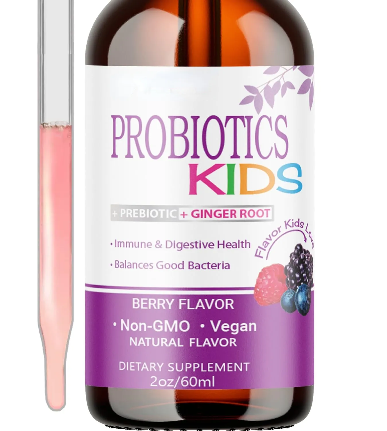 Vegan Kids Probióticos Raíz de jengibre Gotas líquidas Niños Diarrea Alivio DE GASES Digestivo Soporte inmunológico Probióticos Gotas prebióticas