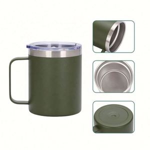 Gourde isotherme réutilisable en acier inoxydable à double paroi sous vide de 14 oz, tasse à café de voyage, gobelet de 14 oz avec couvercle et poignée - Product Image 3