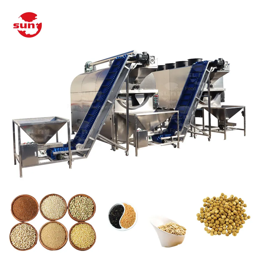 Commercial gas or electric heating rotary drum coriander seed sesame seeds cereal barley grain roaster machine