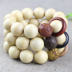 Ling Gusi Cypress Wood <b>Bracelet</b> 10mm Beads Carved Religious Ceremony Unisex Jewelry Collectible Gift - Product Image 1