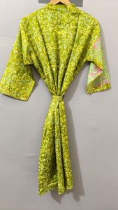 Collection exclusive du fabricant indien, robe kimono bohème en soie 100% faite à la main, respirante, taille ample, longueur genoux pour femmes - Product Image 2