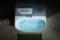 Baignoire en acrylique avec massage hydro-surf invisible à LED 1.0HP, éclairage dissimulé sans couture, bulles et protection contre la pénurie d'eau