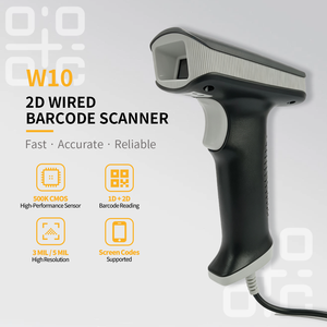 เครื่องสแกนบาร์โค้ดแบบมีสาย W10 เซ็นเซอร์ CMOS 500K ความละเอียดสูง 3MIL/5MIL IP54 เครื่องสแกนบาร์โค้ดแบบมือถือ QR 1D 2D - Product Image 1