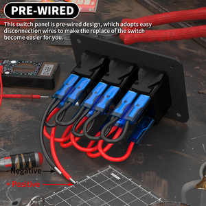 Panneau de commutation à bascule 3 interrupteurs LED bleus étanche 12V marche/arrêt en aluminium pré-câblé pour automobile et marine - Product Image 5