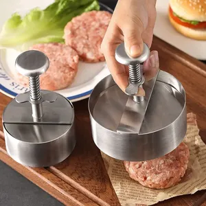 304 acier inoxydable Hamburger viande <span class=keywords><strong>presse</strong></span> Burger Patty fabricant moule manuel gâteau boeuf porc riz <span class=keywords><strong>presse</strong></span> faisant des moules gril viande outil - Product Image 1