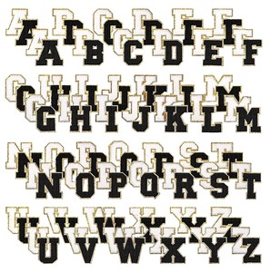 Parches de ropa con MOQ bajo, parches bordados con letras del alfabeto, parches de chenilla con purpurina, parches personalizados bordados - Product Image 1