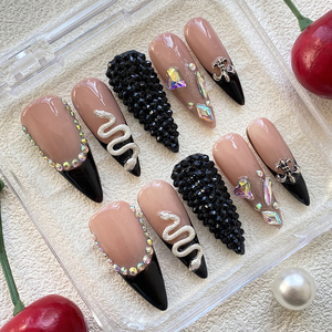 Ongles 3D de luxe faits main, design personnalisé, vernis <span class=keywords><strong>gel</strong></span>, stiletto, acrylique, ongles à presser, manucure glamour en <span class=keywords><strong>gel</strong></span> UV sculpté - Product Image 2