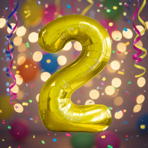 Party Love Gold Number <b>2</b> <b>Balloon</b> 100cm Metallic Foil Birthday Party Decor Kids Celebration Supplies - Product Image 2