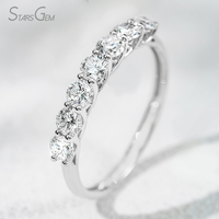 Cincin Setengah Eternity Stack Berlian CVD 1 Karat untuk Wanita, Emas 10K