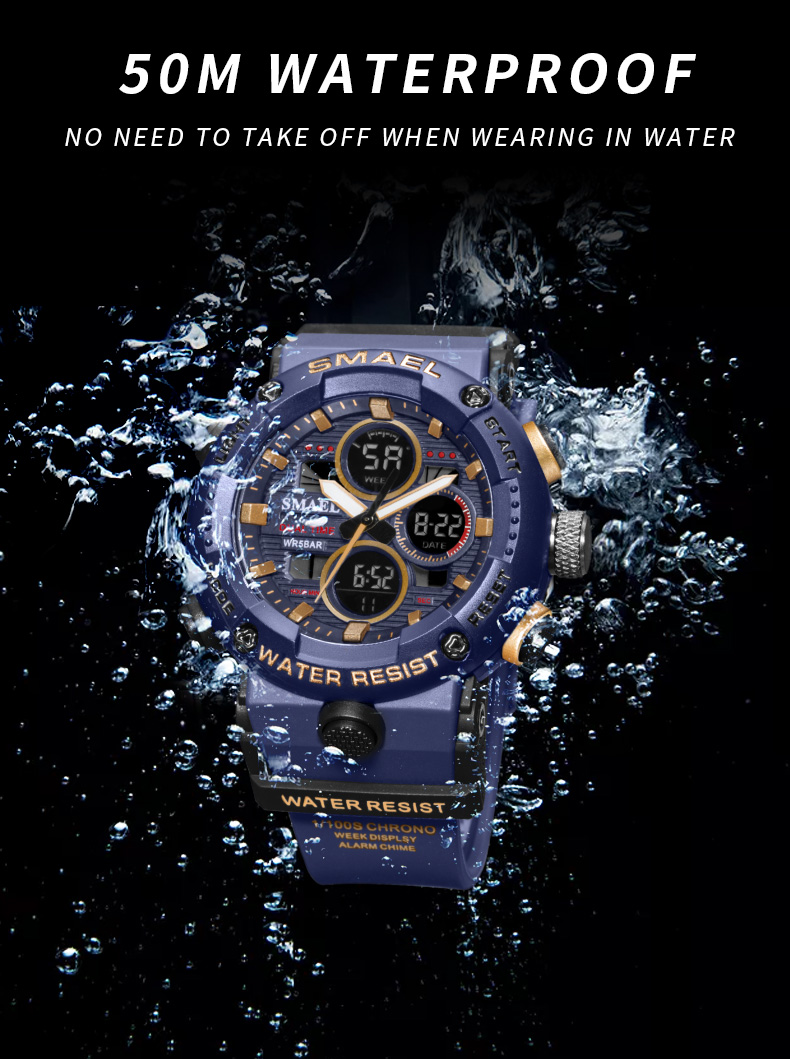 SMAEL 8038 reloj men sports quartz watch analog digital waterproof wrist watches
