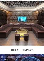 Sofá de Cuero Personalizado y Mesa con Barra de Bar LED para Sala de Espera de Discoteca, Mobiliario de Lujo Clásico para KTV, Bar, Club Nocturno