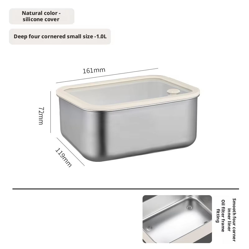 Boîte de conservation argentée, style profond, 1000 ml - petite taille, fraîcheur garantie.