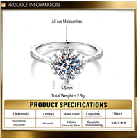 Bague en argent S925 avec pierre de naissance multicolore, moissanite ronde unique et motif floral, bijou quotidien pour femme