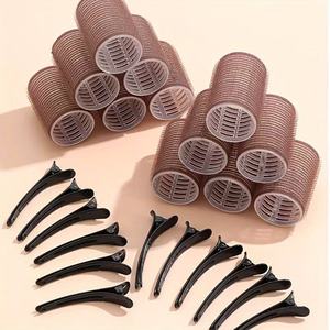 Lot de 18 bigoudis auto-agrippants avec pinces pour franges et boucles, sans chaleur, en plastique, outil de coiffure DIY, Rizos Sin <span class=keywords><strong>Calor</strong></span> - Product Image 1