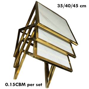 Entrega rápida KIKA K17 # Mesa Auxiliar Superior de mármol con marco de acero inoxidable dorado cuadrado contemporáneo para muebles para el hogar Uso en casa de huéspedes - Product Image 3