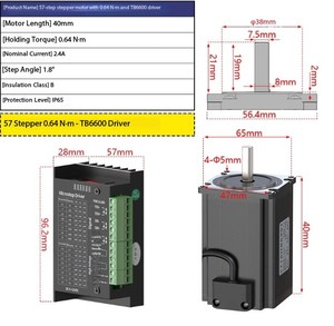 57 <strong>Stepper</strong> <strong>Motor</strong> Kit with High Torque + Driver TB6600 - Product Image 2