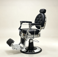 Fauteuil de Barbier Hydraulique Ajustable avec Cadre Chromé Vintage de Qualité Supérieure pour Salon de Coiffure Professionnel (Vente en Gros)