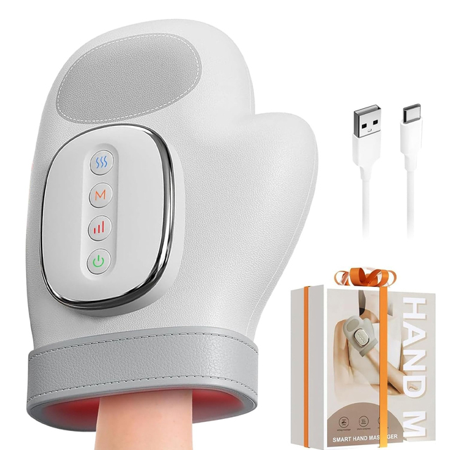Wholesale OEM Cordless Vibrating Electric Hand Finger Massage Gloves Machine Electric Hand Massager with Heat and Compression
