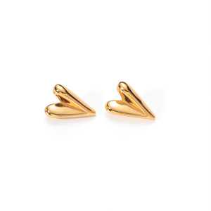 Boucles d'oreilles clous en forme de cœur, plaqué or PVD, acier inoxydable 316L, durables, résistantes, bijoux de mode - Product Image 2