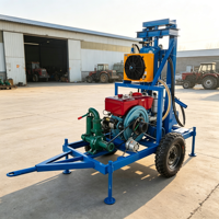 Mini-foreuse rotative portative sur chenilles de 150 m de profondeur avec moteur diesel 22 CV pour puits d'eau