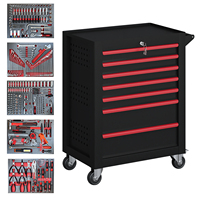 Caja de Herramientas Rodante de Acero Laminado en Frío de Alta Resistencia con 7 Cajones, Gabinete de Herramientas con Cerradura y Herramientas Incluidas para Almacenamiento en Garaje o Taller