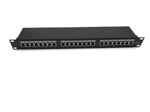 Panel de Conexiones ANSHI de 19 Pulgadas 1U, 24 Puertos CAT6 Blindados STP T568A/B, Tipo Integrado con Gestión de Cables Trasera - Product Image 1