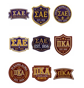 Parches Bordados Termoadhesivos de Escudo de Fraternidad Griega al por Mayor, Insignias Personalizadas Vintage de Fieltro No Tejido, Accesorios para Prendas - Product Image 1