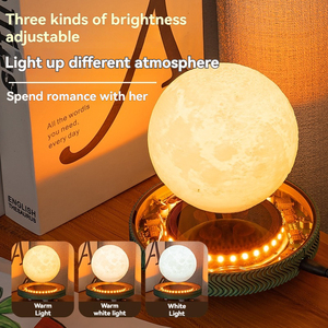 Modern Style Magnetic Levitation Moon Lamp Floating Saturn Planet Table Lamp Levitating Bulb <b>Light</b> Home&Office Decoration - Product Image 2