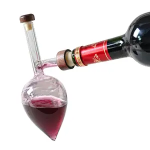 Lead-free Crystal Glass Ribbed Red Wine Carafe Decanter wine decanter memberikan Aerator yang sempurna