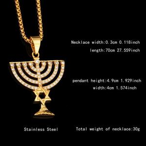 Toptan özel moda ince altıgen yıldız kadeh şekli 18K altın kaplama paslanmaz çelik titanyum kolye kolye - Product Image 3