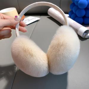 <span class=keywords><strong>Cache</strong></span>-oreilles en fourrure de lapin Rex entière, grande taille, en peluche, protection contre le froid et le gel, polyvalents et tendance, pour femmes, hiver, chaud - Product Image 3