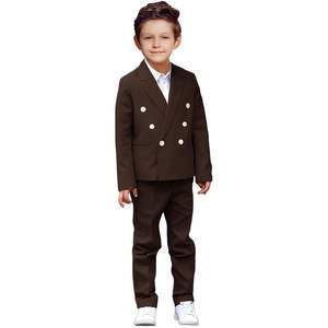 Conjunto de esmoquin marrón de 2 piezas para niños Formal Slim Fit Boys Blazer y pantalones para bodas Proms y fiestas de cumpleaños - Product Image 6