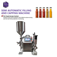 Machine de remplissage et de bouchage de sauces semi-automatique à pompe rotative, contrôle par écran tactile, réglable 100-1000 ml, pour flacons en verre en acier inoxydable 304, produits chimiques