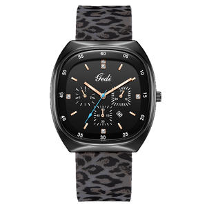 Montre à quartz élégante pour femmes, grand cadran, motif léopard, bracelet en silicone, montre-bracelet tendance - Product Image 6