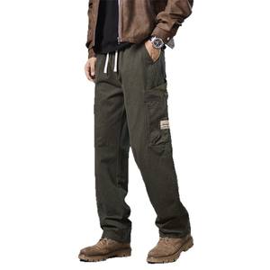 <span class=keywords><strong>Pantalones</strong></span> Cargo rectos <span class=keywords><strong>americanos</strong></span> Retro para hombre, <span class=keywords><strong>pantalones</strong></span> largos informales de ajuste holgado versátil de moda simple media de algodón 100% para primavera y otoño - Product Image 1