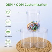 Pot d'emballage cylindrique transparent en plastique PS blanc avec couvercle à clipser, modèle JNH-012, pour biscuits, mousses, gâteaux, bonbons, papeterie et produits de beauté