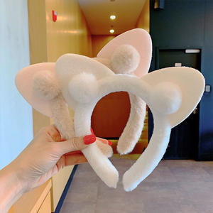 Cute Bunny Ear <b>Headband</b> Plush Face Wash Hairband For Women Casual Bath Accessory Soft <b>Fabric</b> Style - Product Image 1