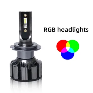 2X H4 RGB değiştirilebilir H13 LED App bluetooth kontrolü RGB araba ışık H1 H3 H8 H11 H9 880 9012 9007 9004 otomatik far LED H7 ampuller