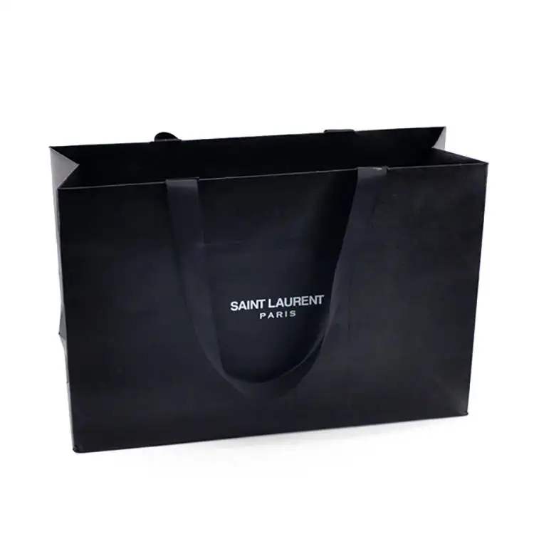 Logo Kustom Dicetak Tas Kertas Mewah Perhiasan Gelang Kemasan Hadiah Tas Belanja dengan Pita Tutup