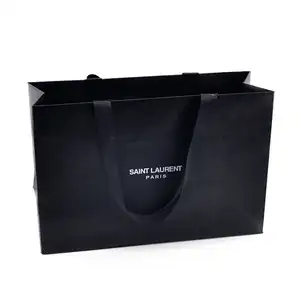 Custom Logo Bedrukt Luxe Papieren Zakken Sieraden Armband Verpakking Cadeau Boodschappentas Met Lint Dicht