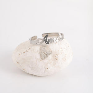 Dernière longue bague ouverte arrière personnalisée en acier inoxydable avec nom personnalisé - Product Image 4